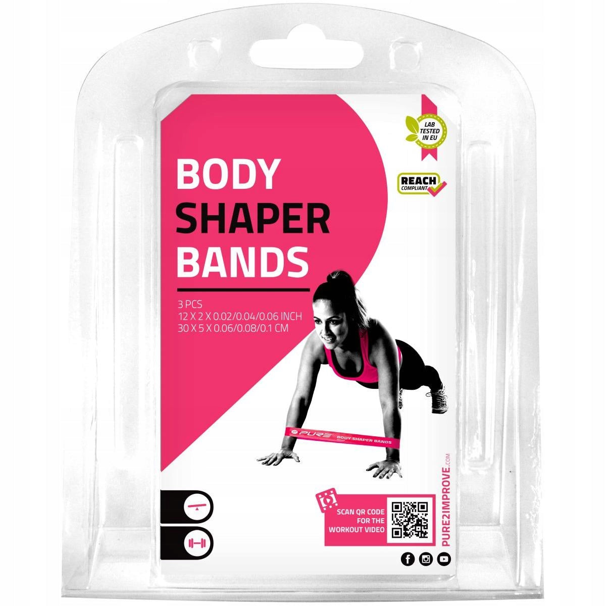 SET OF 3 RUBBER STRAPS MINI BAND EXERCISE TAPE FITNESS REHABILITATION PURE EAN (GTIN) 8719407032058