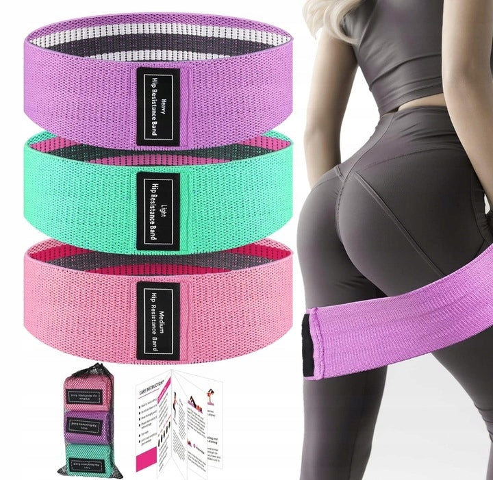 SET OF 3 STRONG EXERCISE RUBBERS MATERIAL TAPES WIDE FITNESS BANDS