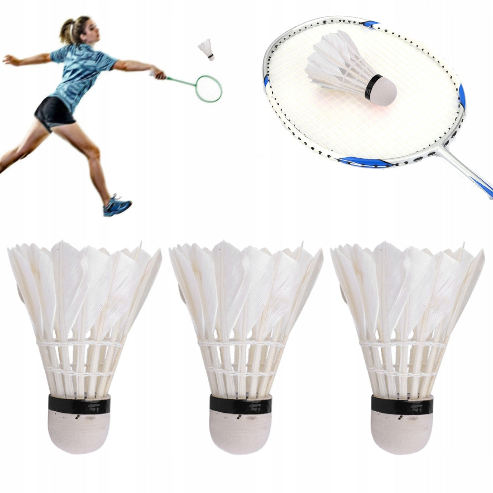 SET OF 3X BADMINTON SHUTTLECOCKS WITH FEATHERS