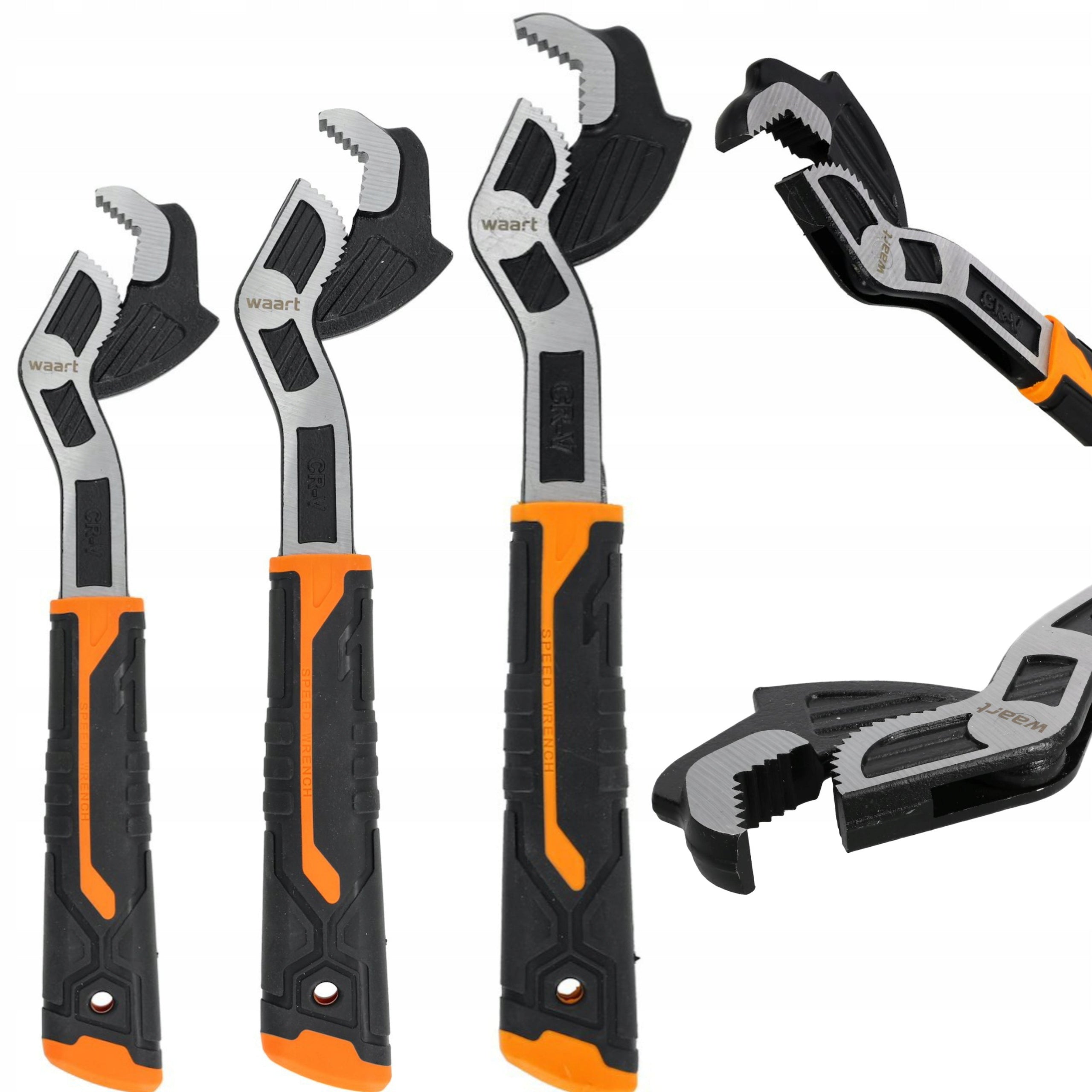 SET OF 3X WRENCH, ADJUSTABLE SELF-CLAMPING HOOK KEYS 8",10",12"mm