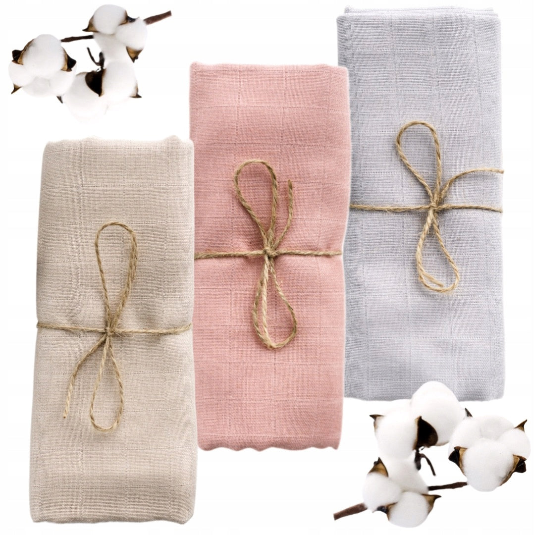 SET OF 3x MUSLIN DIAPERS POLISH 80x70cm PREMIUM FROM BabyU