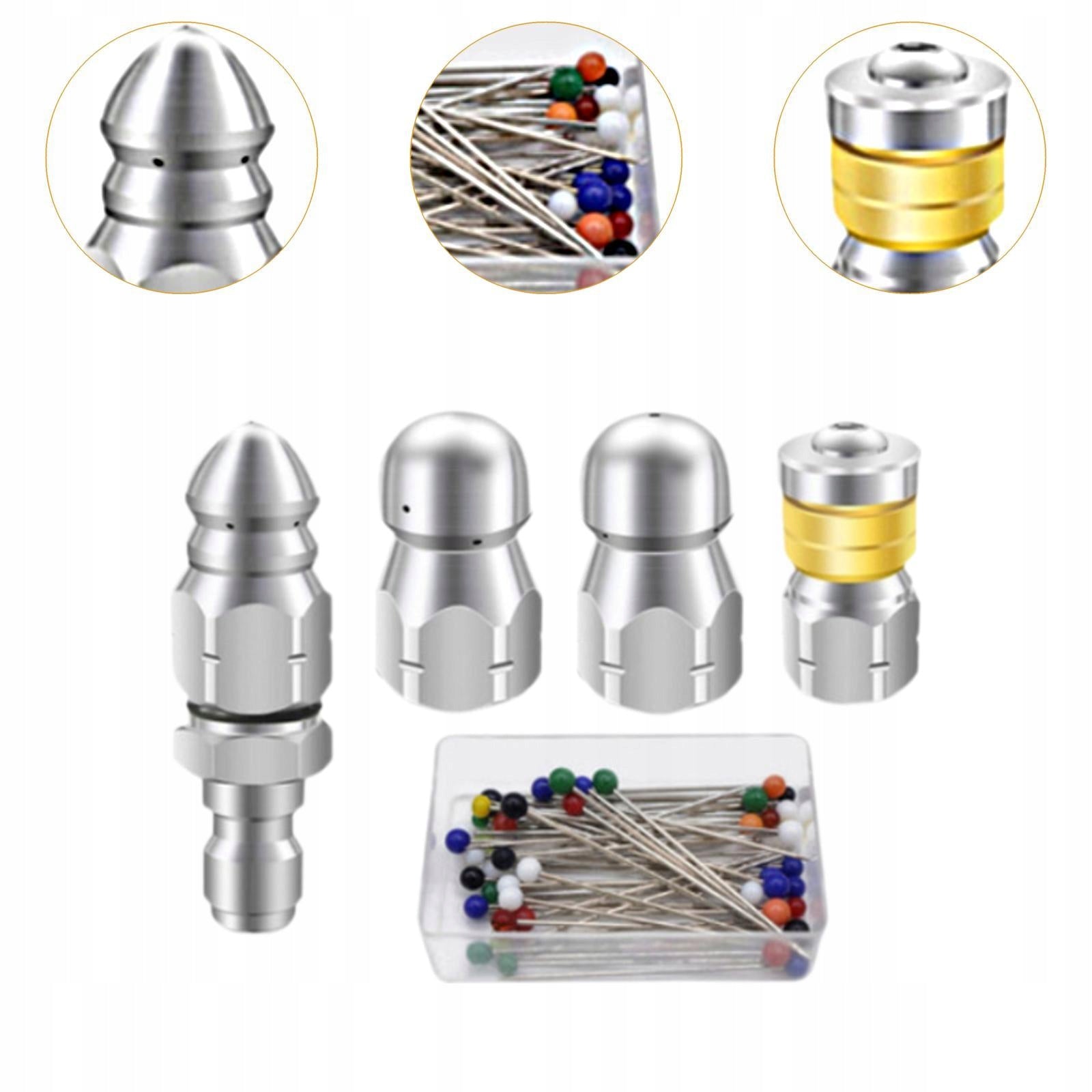 SET OF 4 1/4"F NOZZLES FOR SEWERAGE + NEEDLE, FOR KARCHER WASHERS Brand no brand