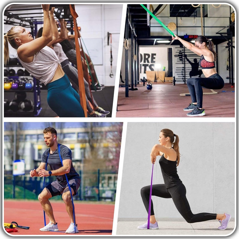 SET OF 4 EXERCISE GUMS POWERBAND fitness resistance rubberS HIGH QUALITY Color multicolor