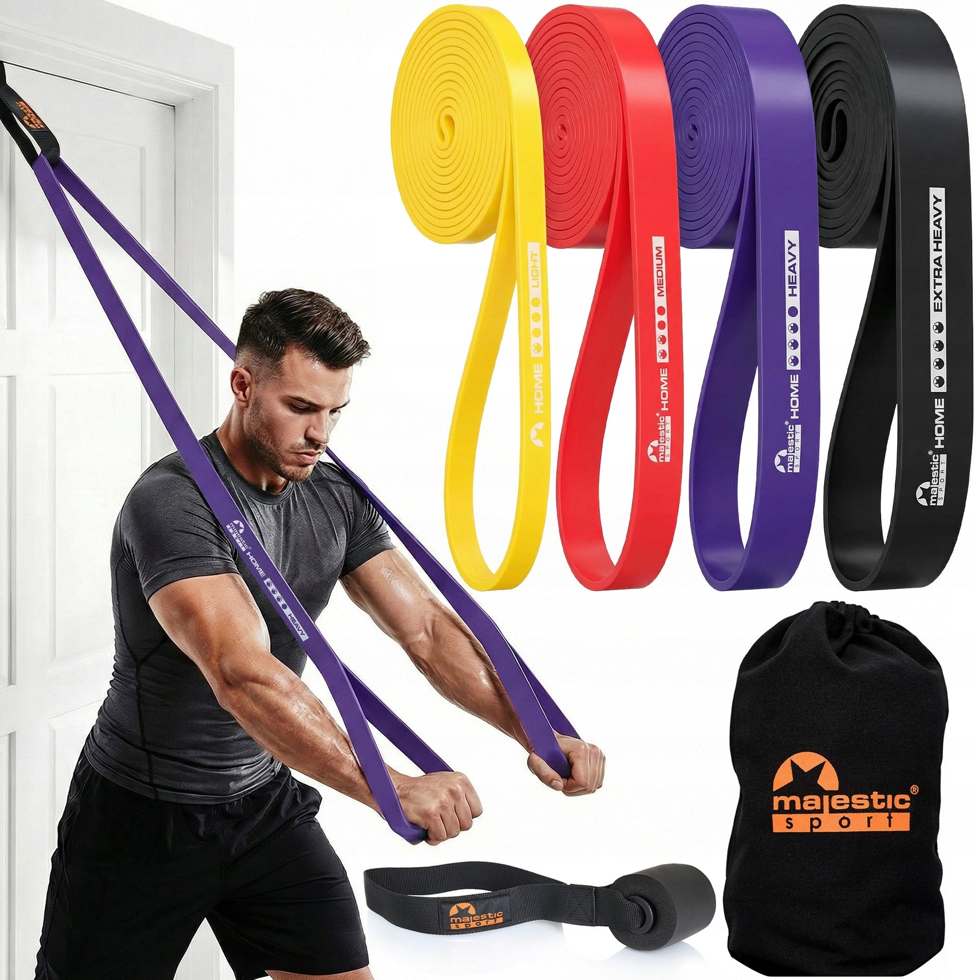 SET OF 4 EXERCISE RUBBERS RESISTANCE FITNESS RUBBER STRONG HOME BAND 39 KG