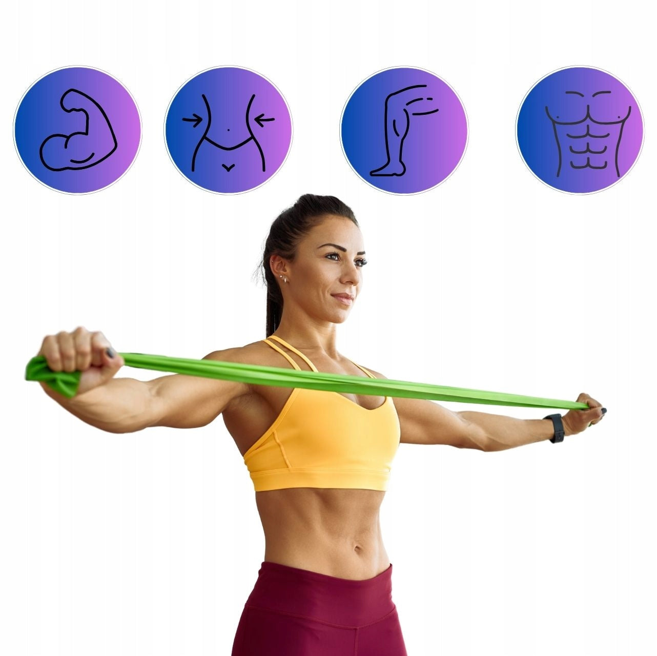 SET OF 4 FLAT BAND EXERCISE TAPES REHABILITATION RESISTANCE BANDS 9-20kg Color multicolor