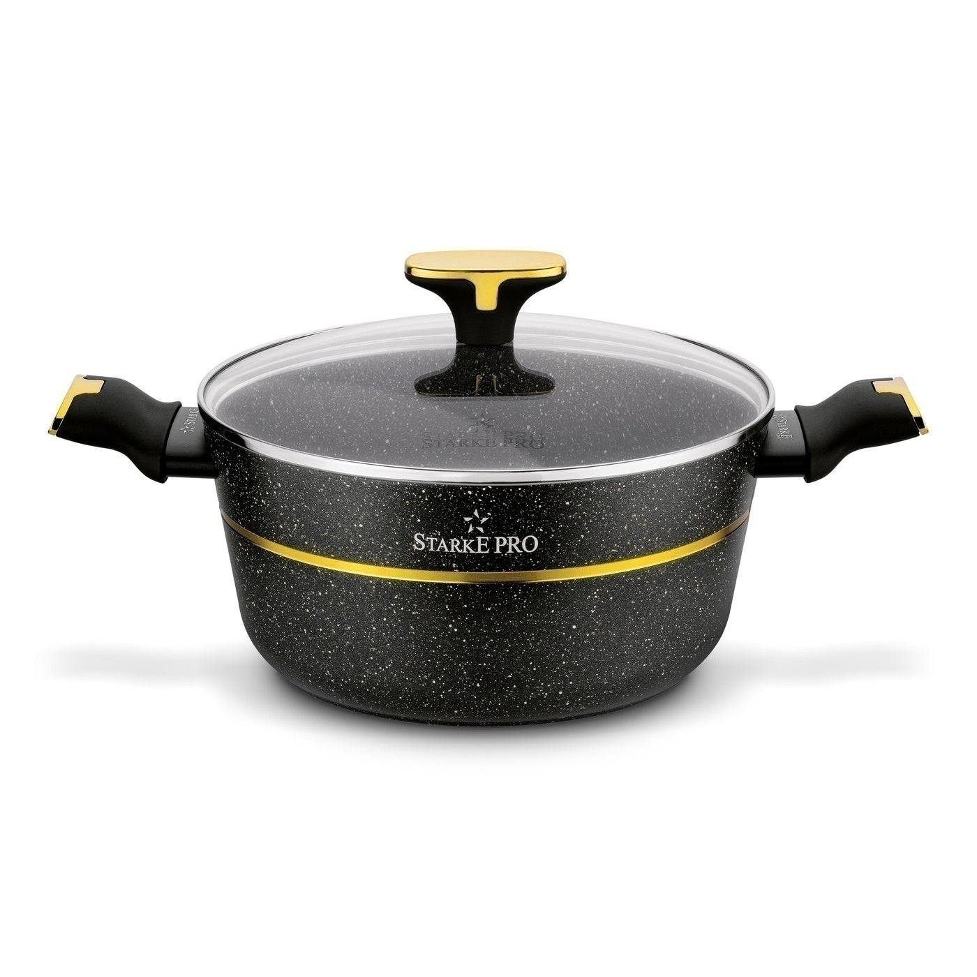 SET OF 4 POTS with lids + PAN 10 el Golden Marble Starke Pro Brand Starke Pro