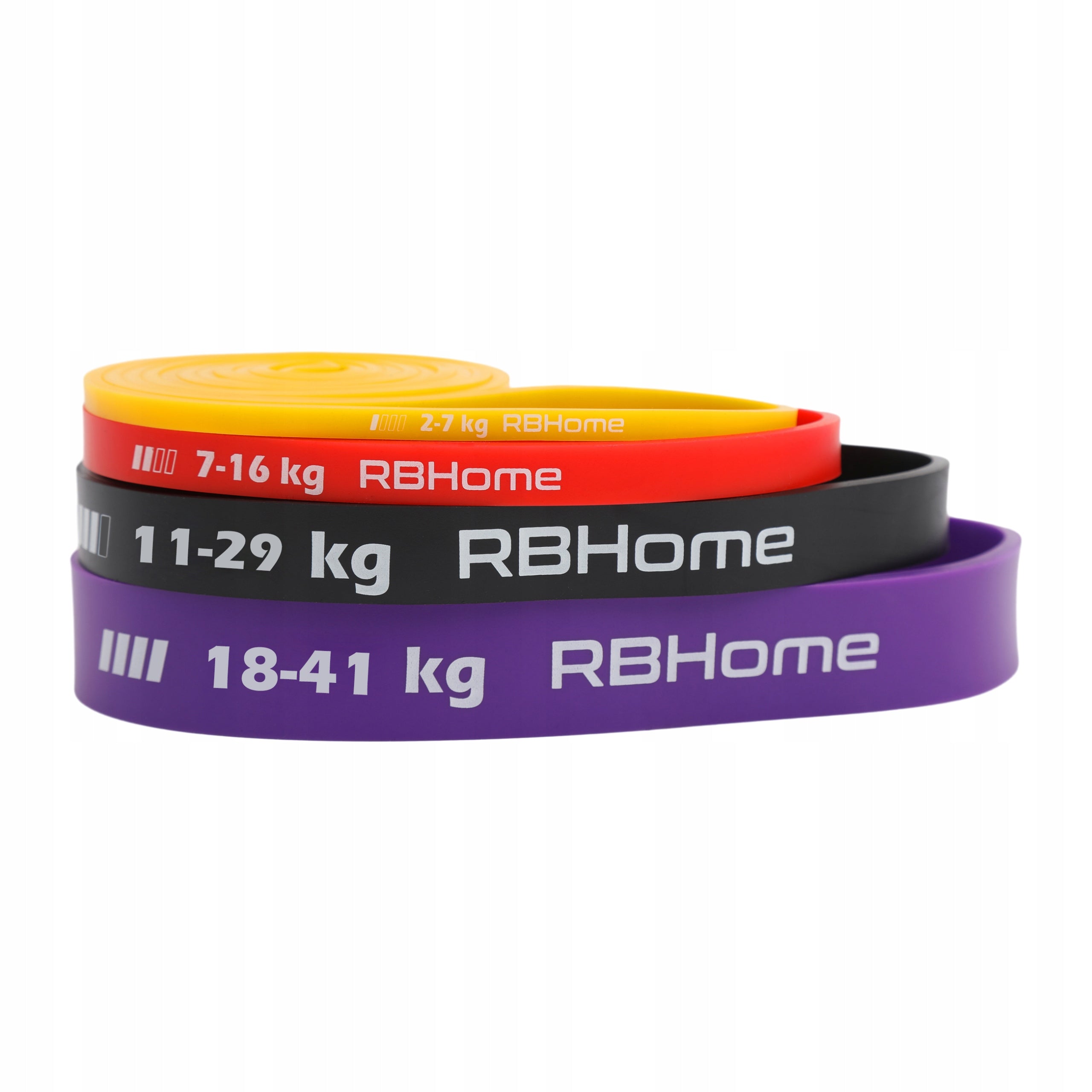 SET OF 4 POWER BAND EXERCISE RUBBERS STRONG RESISTANCE RUBBER FOR FITNESS TRAINING Color multicolor