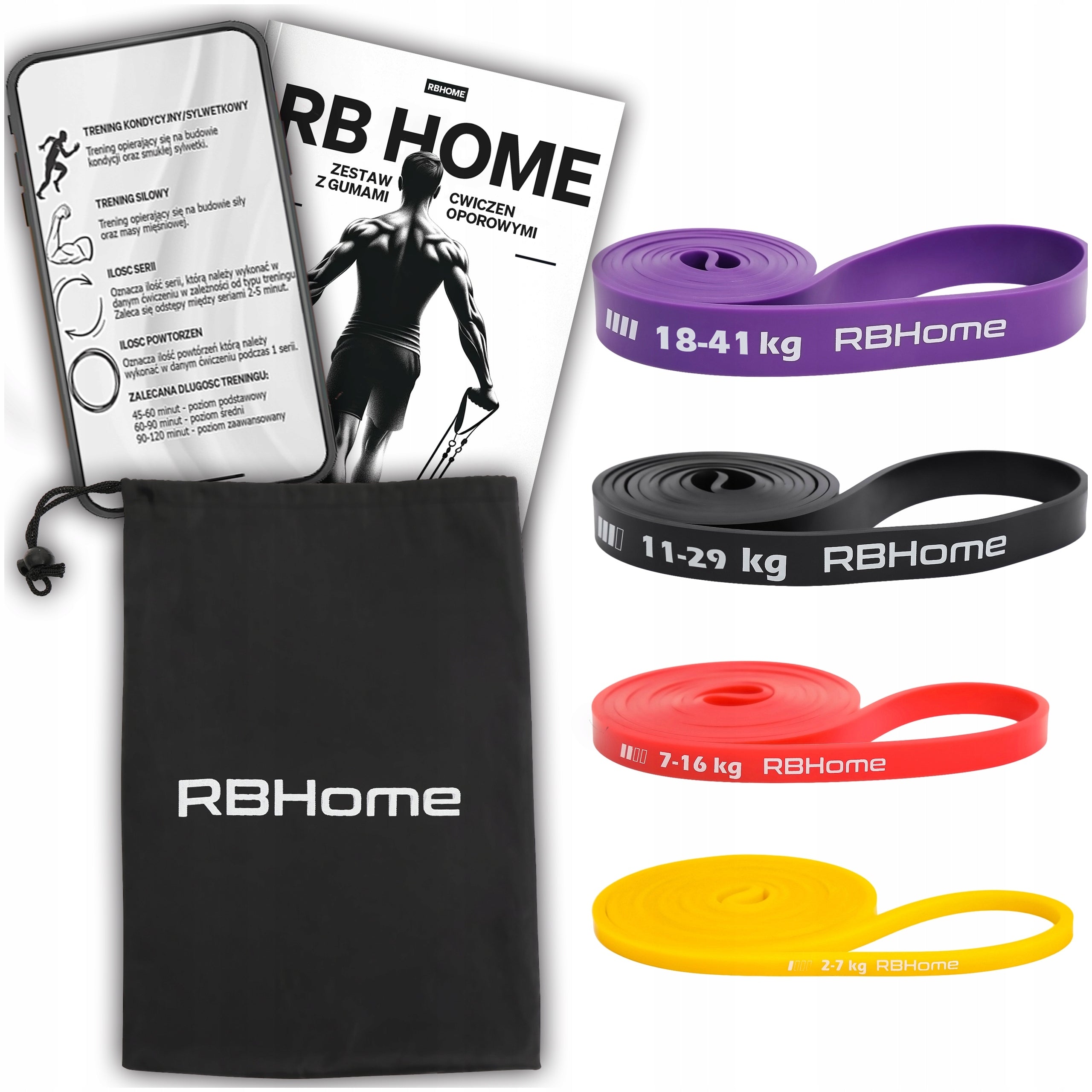 SET OF 4 POWER BAND EXERCISE RUBBERS STRONG RESISTANCE RUBBER FOR FITNESS TRAINING