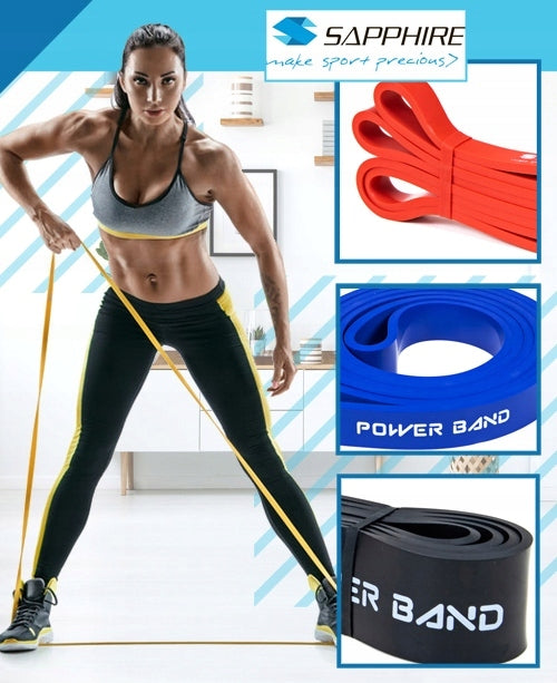 SET OF 4 POWER BAND resistance bands FOR EXERCISE SAPPHIRE Color multicolor