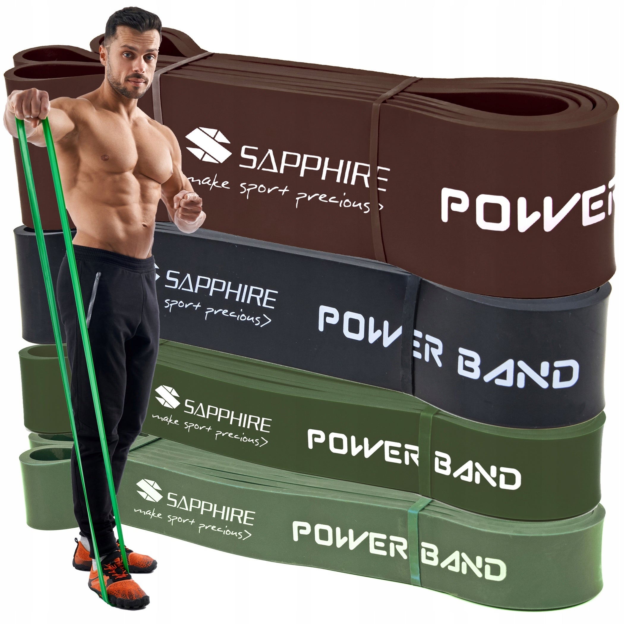 SET OF 4 POWER BAND resistance bands FOR EXERCISE SAPPHIRE