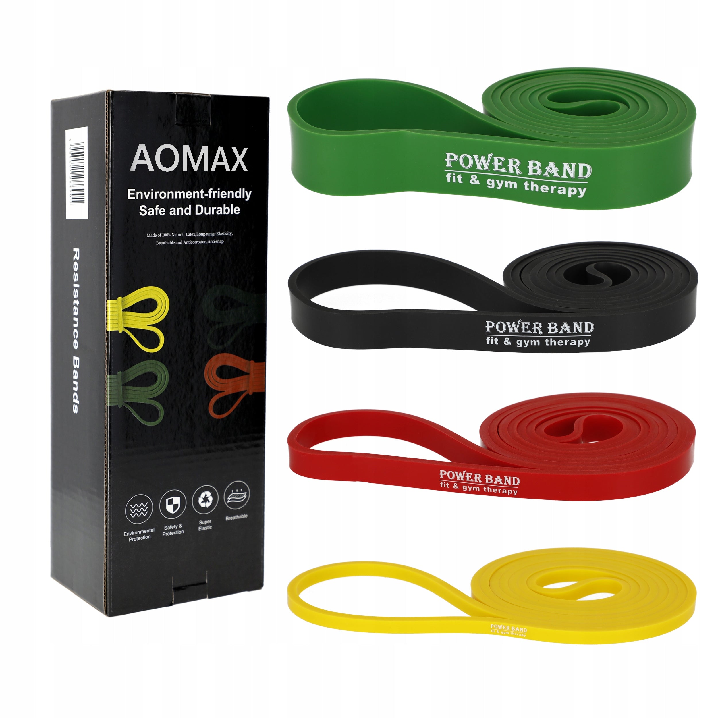 SET OF 4 RESISTANCE EXERCISE RUBBERS POWER BAND
