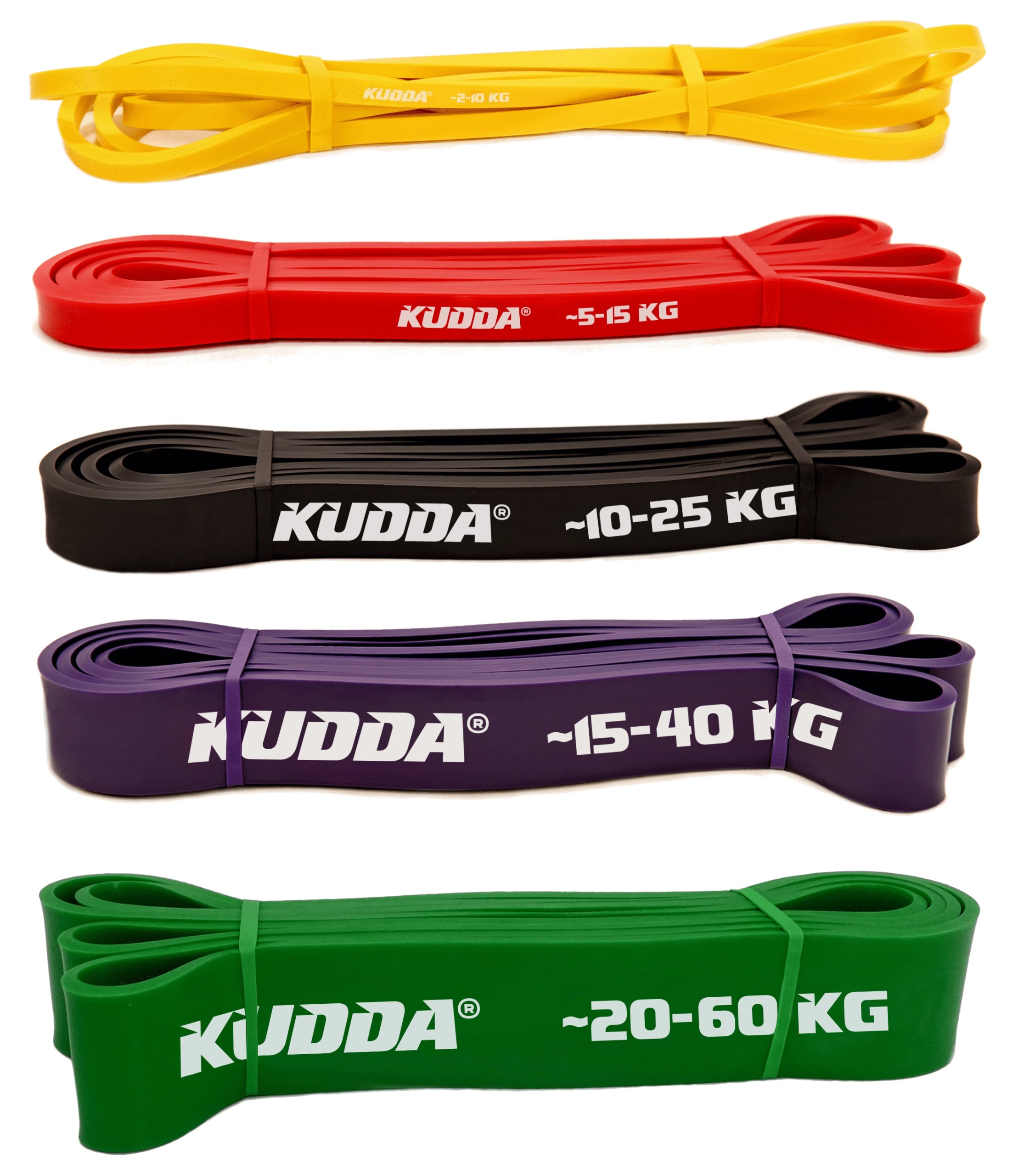 SET OF 5 EXERCISE RUBBERS POWER BAND fitness resistance rubberS HIGH QUALITY KUDDA Color multicolor