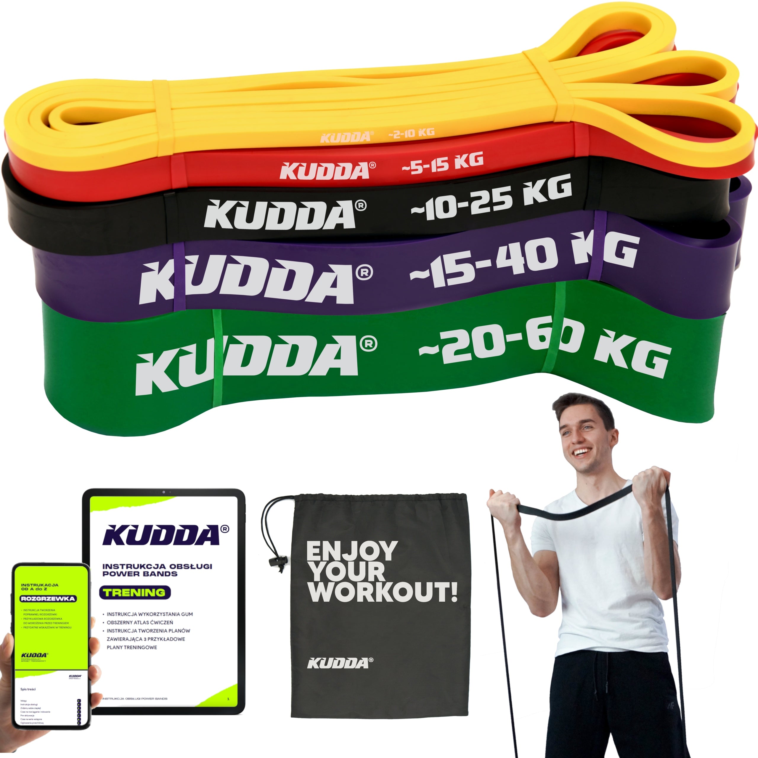 SET OF 5 EXERCISE RUBBERS POWER BAND fitness resistance rubberS HIGH QUALITY KUDDA