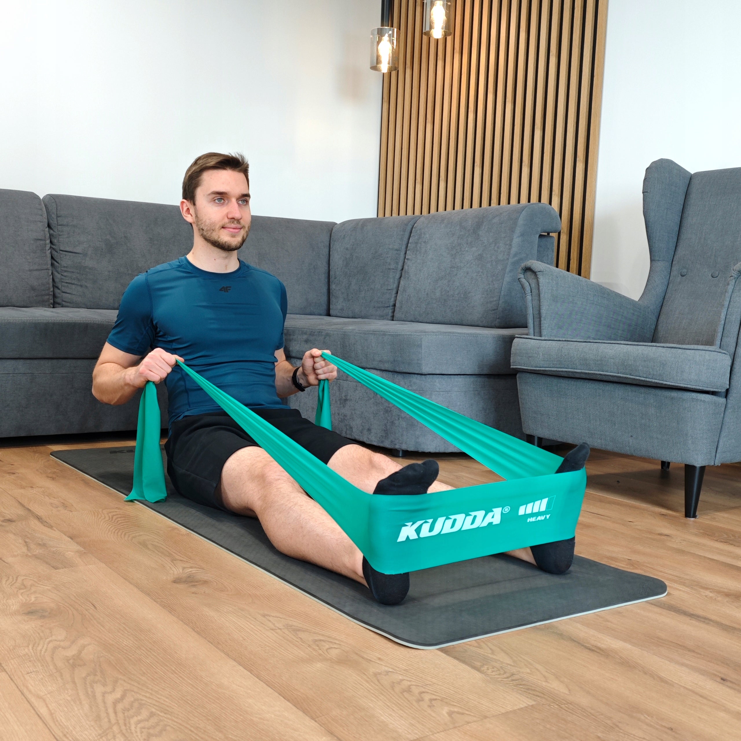 SET OF 5 FLAT BAND REHABILITATION EXERCISE GUMS Resistance Rubber + EXERCISES Brand KUDDA