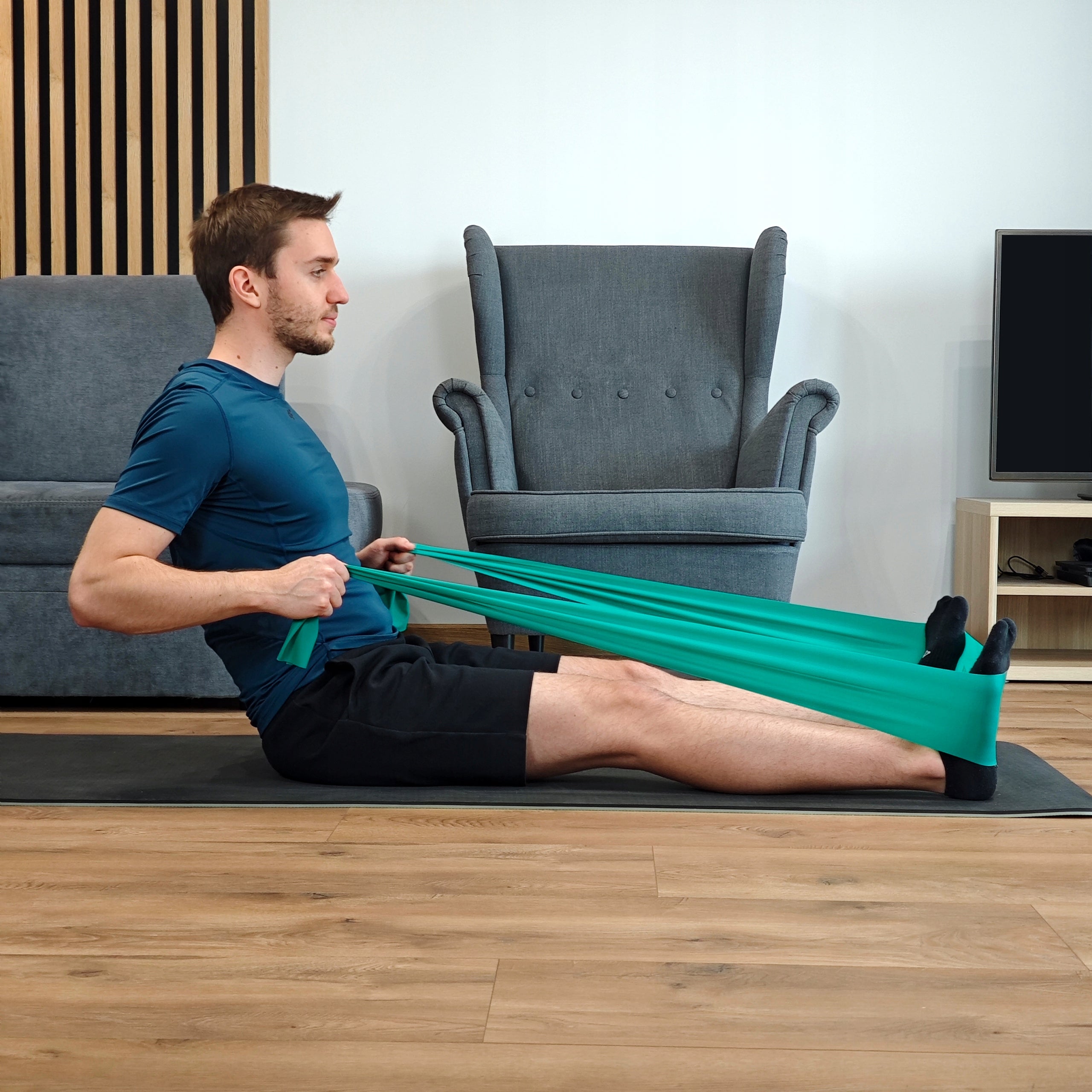 SET OF 5 FLAT BAND REHABILITATION EXERCISE GUMS Resistance Rubber + EXERCISES Length 200 cm