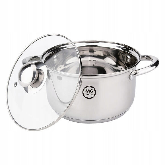 SET OF 5 POTS MG HOME LAURO STEEL SET OF 10 ELEMENTS INOX INDUCTION Line LAURO
