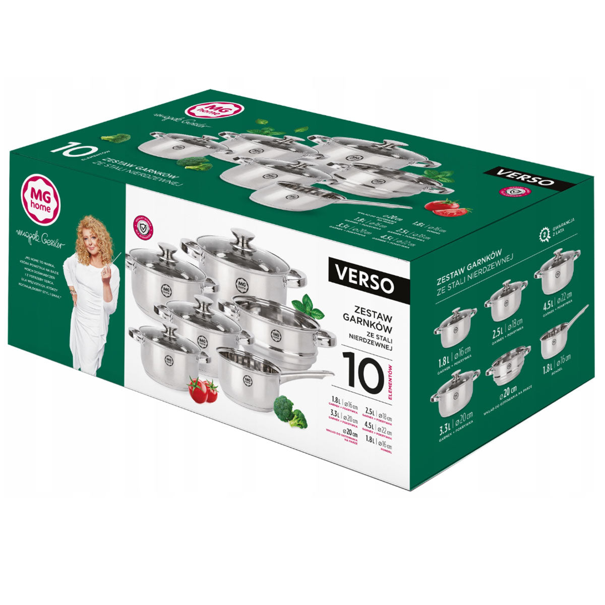 SET OF 5 POTS MG HOME VERSO STEEL SET OF 10 ELEMENTS INOX INDUCTION Number of items in the set 10