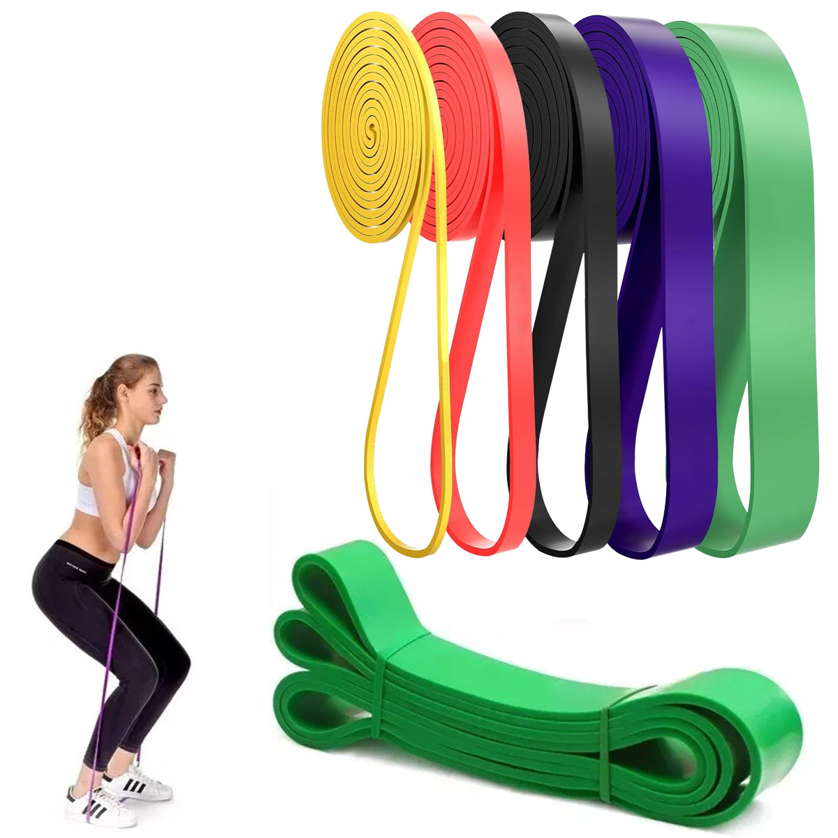 SET OF 5 POWER BAND EXERCISE RUBBERS STRONG RESISTANCE RUBBER FOR FITNESS TRAINING Packaging status original