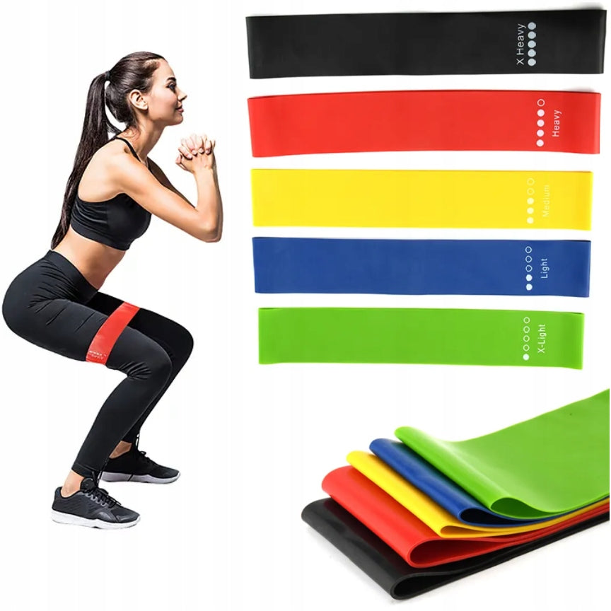 SET OF 5 RESISTANCE BANDS FITNESS MINI FLAT BAND RUBBER FOR TRAINING EXERCISES