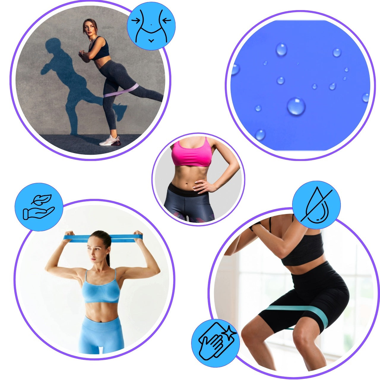 SET OF 5 RESISTANCE BANDS FOR STRETCHING EXERCISES MINI BAND 1-20 kg Packaging status original