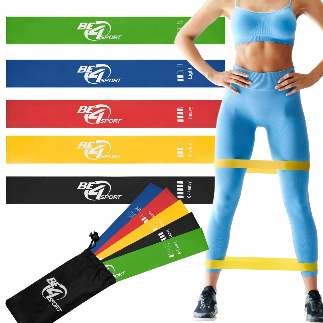 SET OF 5 RESISTANCE BANDS FOR STRETCHING EXERCISES MINI BAND 1-20 kg