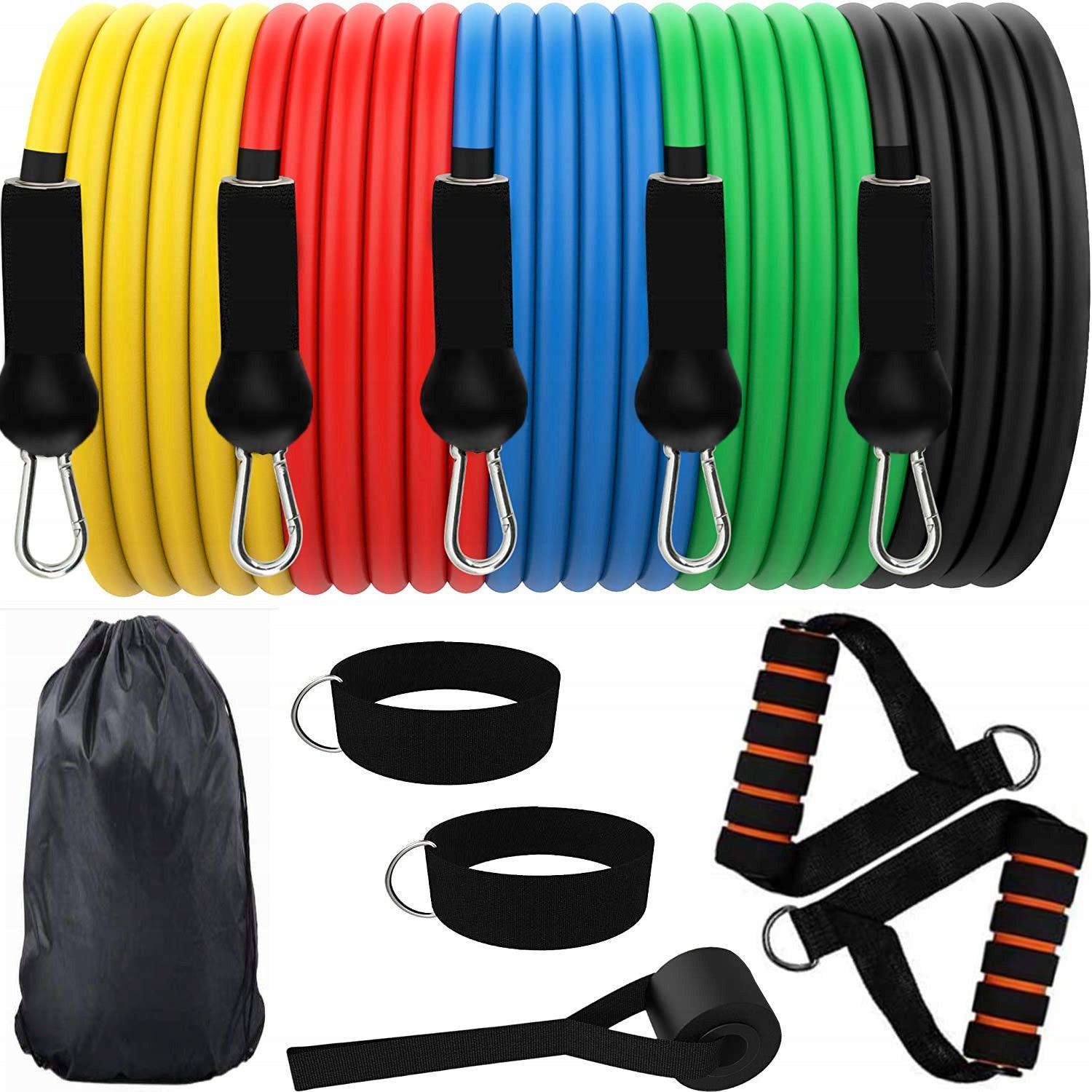 SET OF 5 RESISTANCE BANDS FOR TRAINING EXERCISES