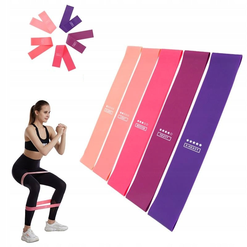 SET OF 5 RESISTANCE RUBBER BANDS MINI BAND FOR TRAINING STRETCHING EXERCISES STRONG Packaging status original