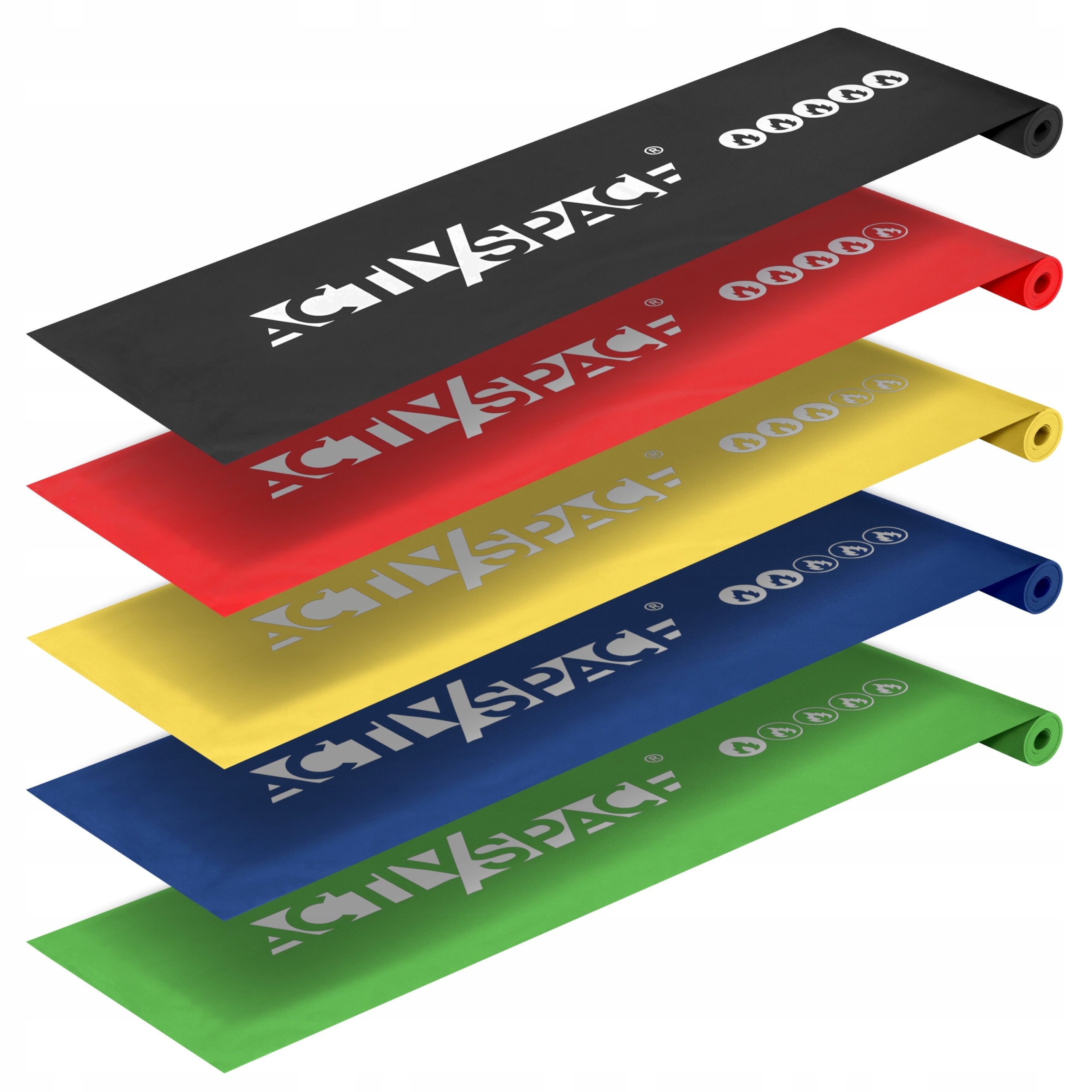 SET OF 5 RUBBER BANDS FOR FITNESS REHABILITATION TRAINING LONG RUBBER 2M Brand Activ/Space