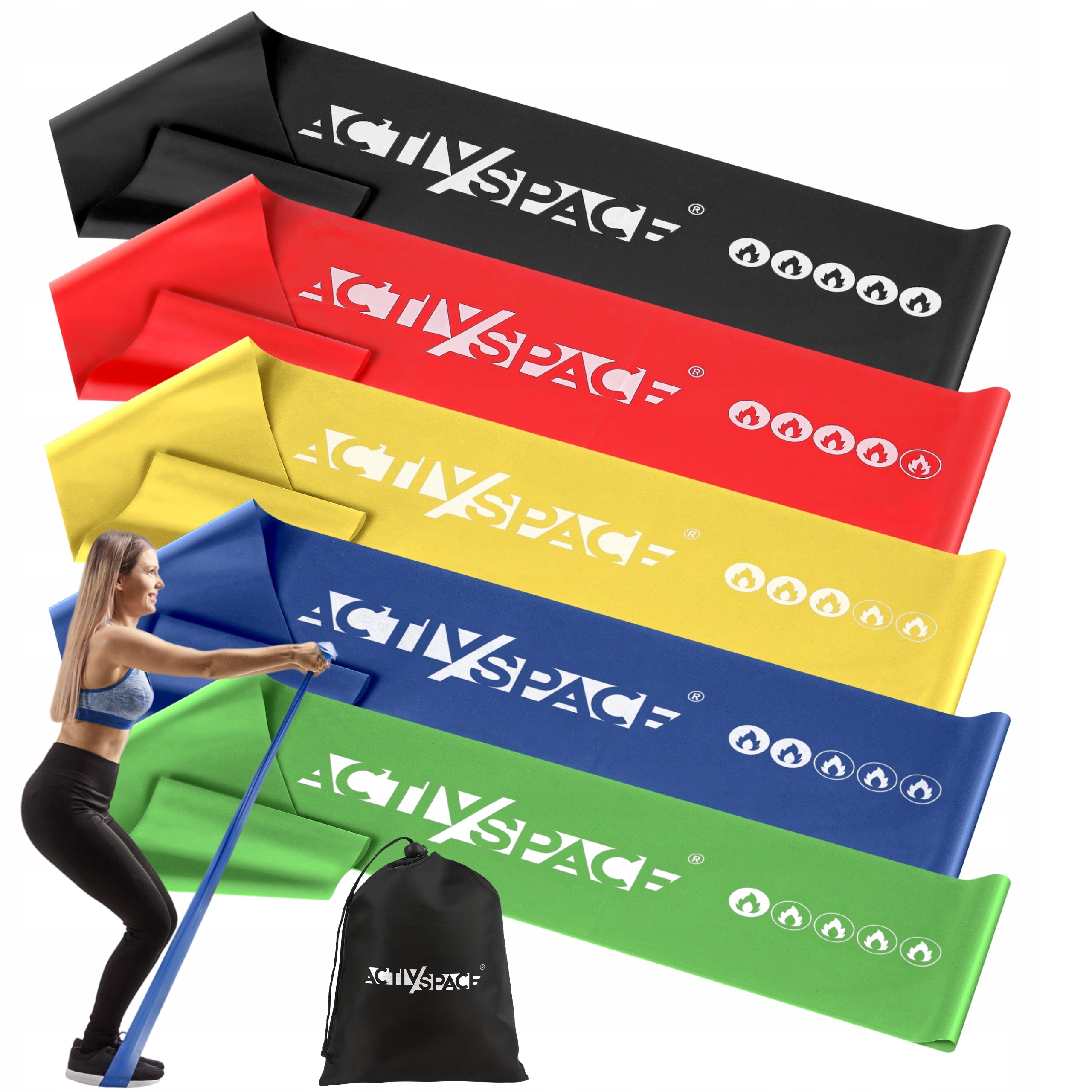 SET OF 5 RUBBER BANDS FOR FITNESS REHABILITATION TRAINING LONG RUBBER 2M