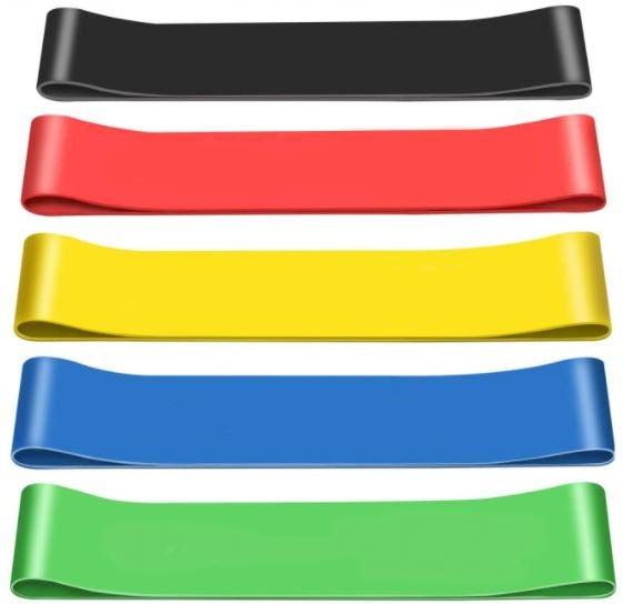SET OF 5 RUBBER BANDS FOR TRAINING REHABILITATION FITNESS FLAT BAND Manufacturer code www.chipy.biz #00002148