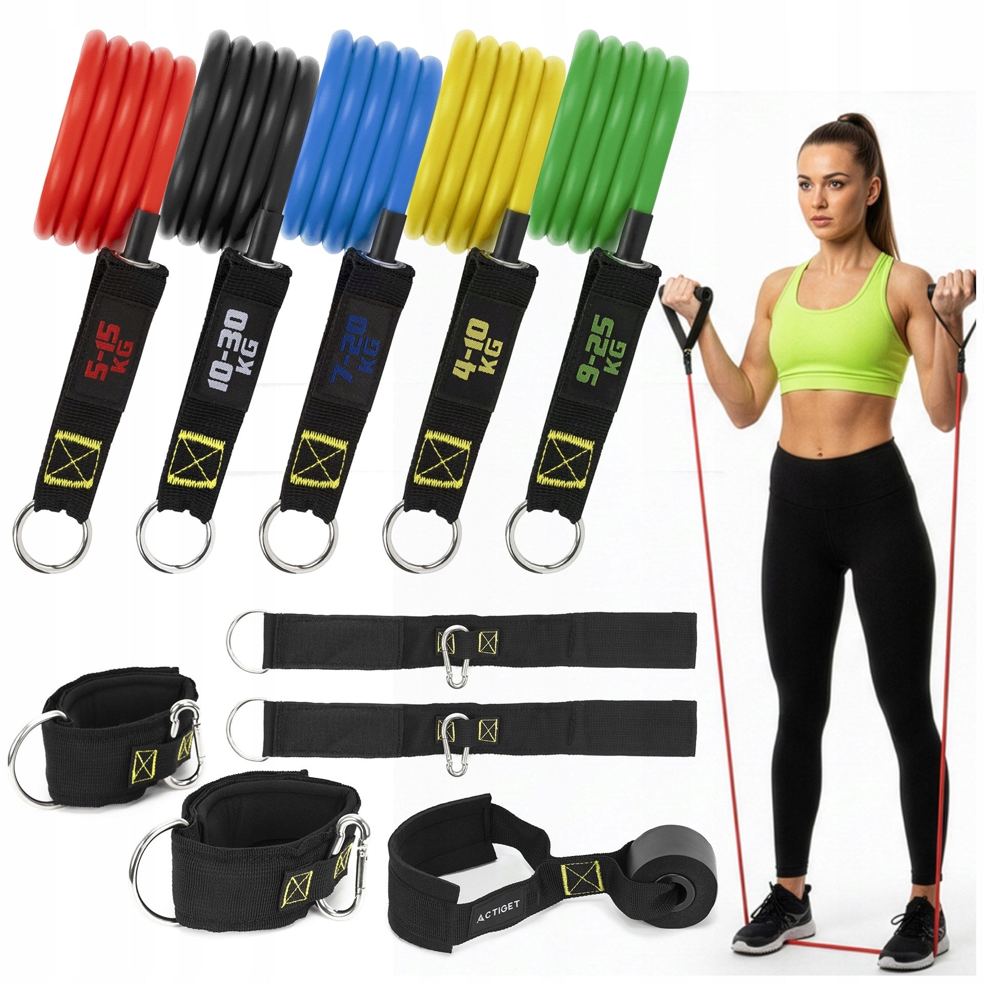 SET OF 5 RUBBER EXERCISE BANDS TRAINING RESISTANCE RUBBER FITNESS EXPANDERS