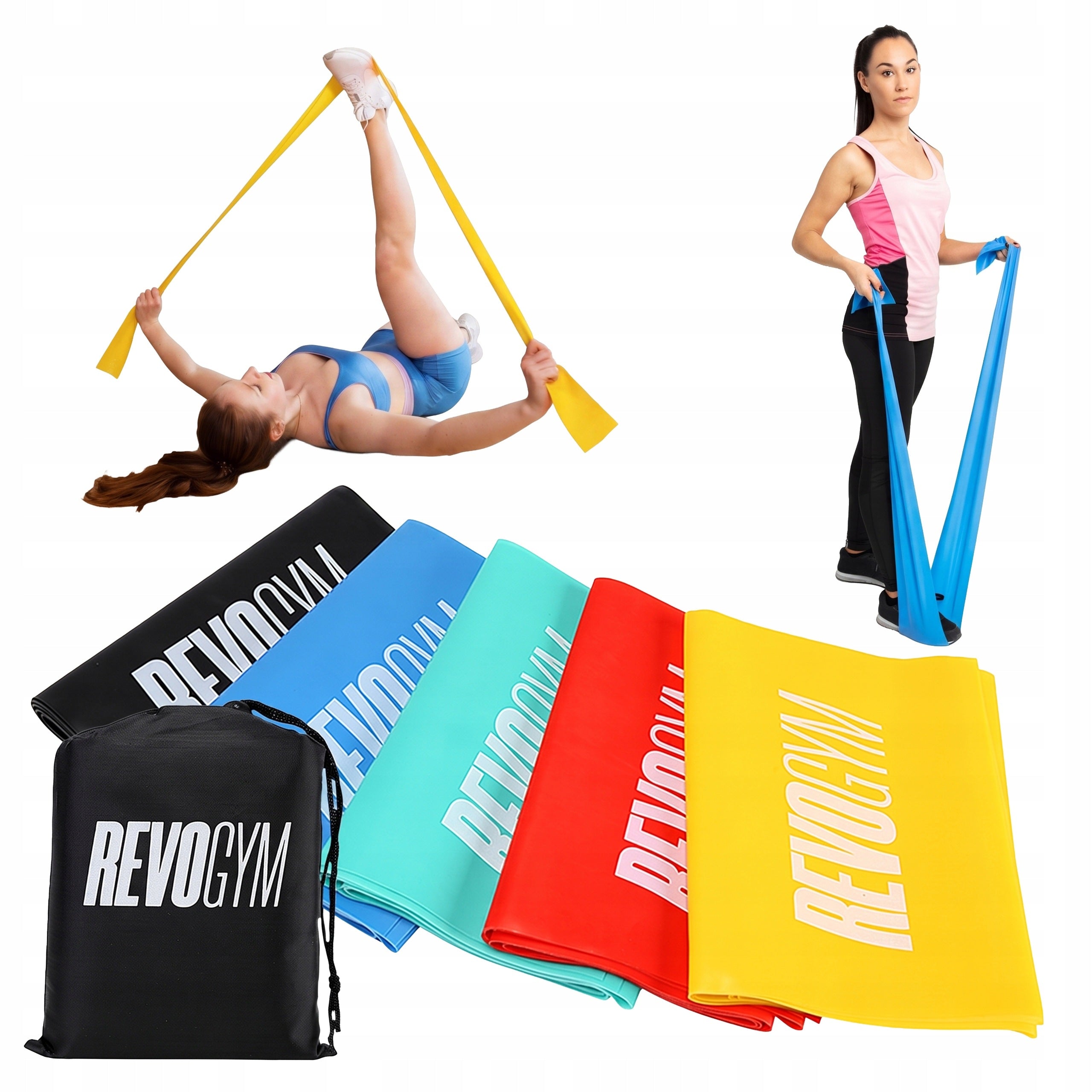 SET OF 5 RUBBERS FOR STRETCHING TRAINING REHABILITATION RESISTANCE BANDS