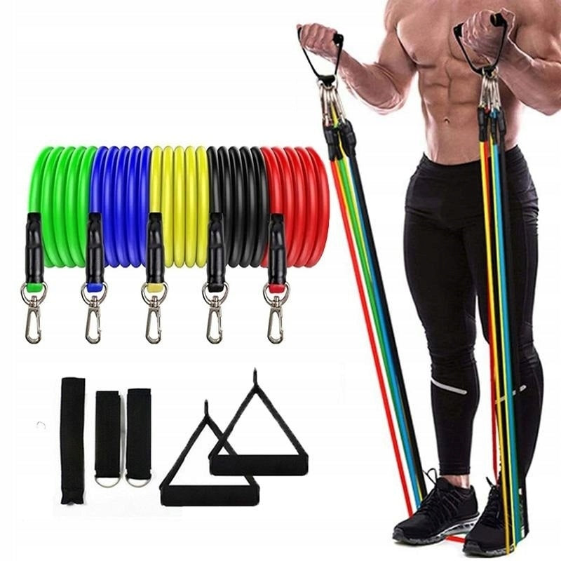 SET OF 5 TPE WORKOUT RESISTANCE RUBBERS FOR EXERCISE WITH HOOK HANDLES