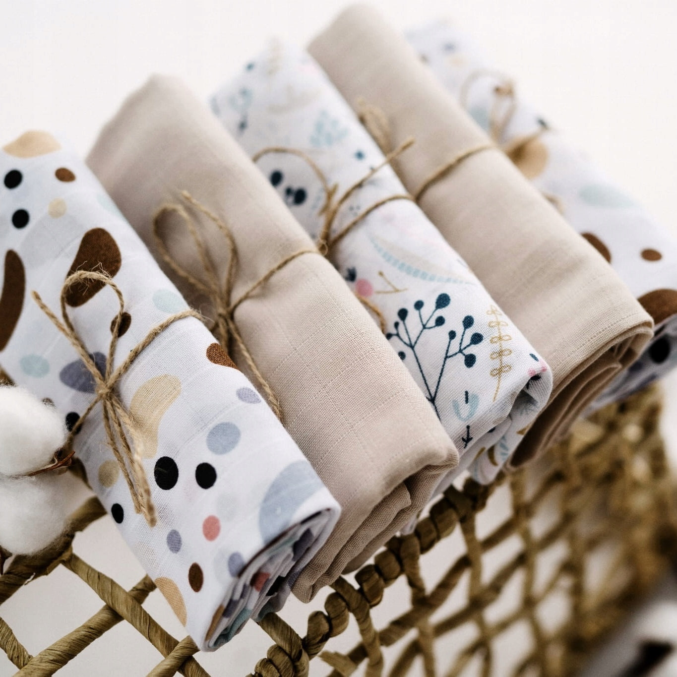 SET OF 5x MUSLIN DIAPERS POLISH 39x39cm PREMIUM FROM BabyU Brand BabyU