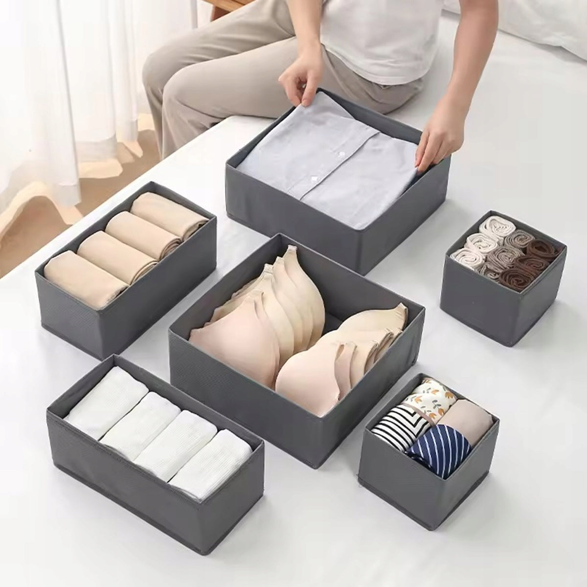SET OF 6 COMPARTMENT ORGANIZERS FOR CLOTHES DRAWER CLOSET UNDERWEAR Manufacturer code ineox
