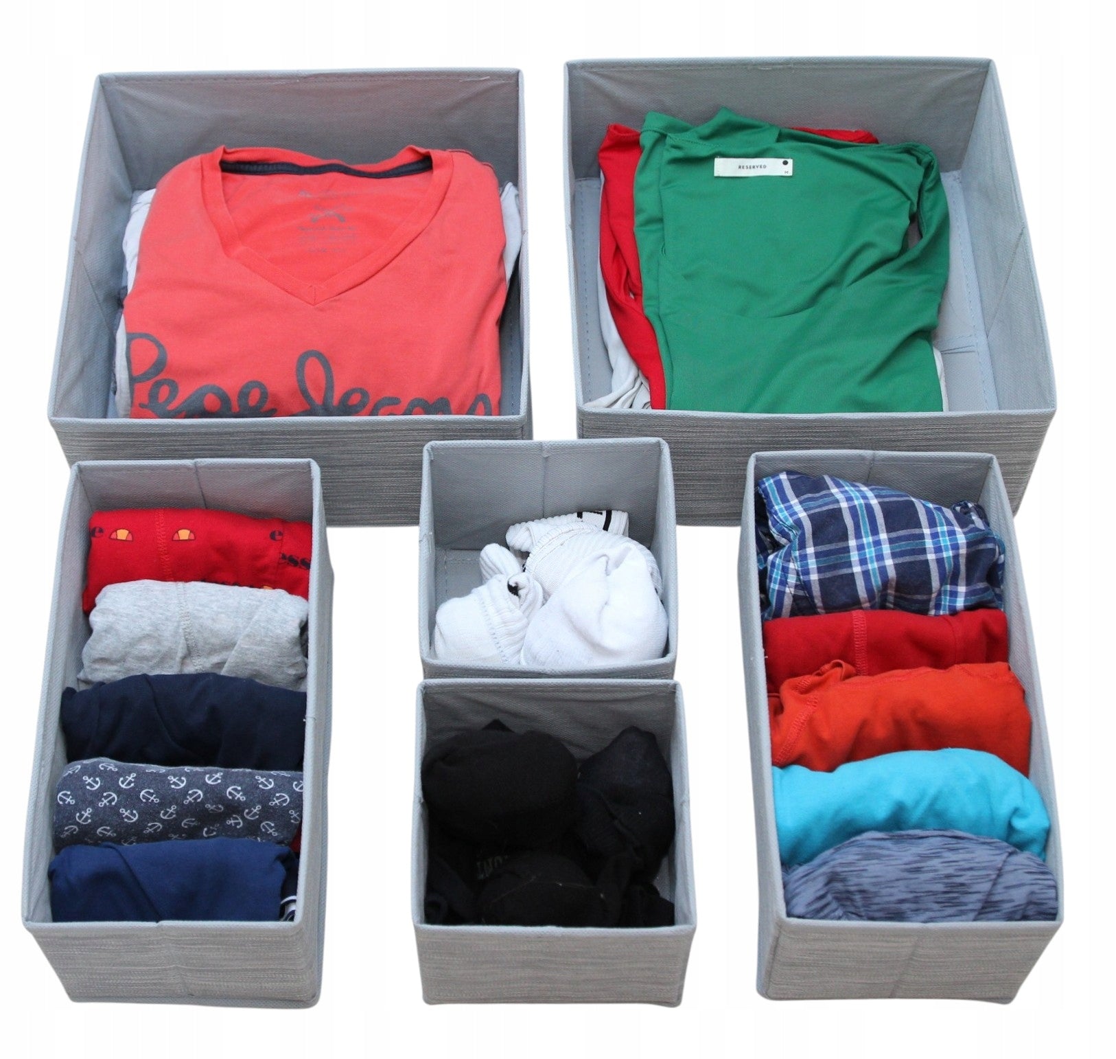 SET OF 6 ORGANIZERS UNDERWEAR ORGANIZER FOR DRAWER CLOSET CONTAINERS Kind wardrobe organizer