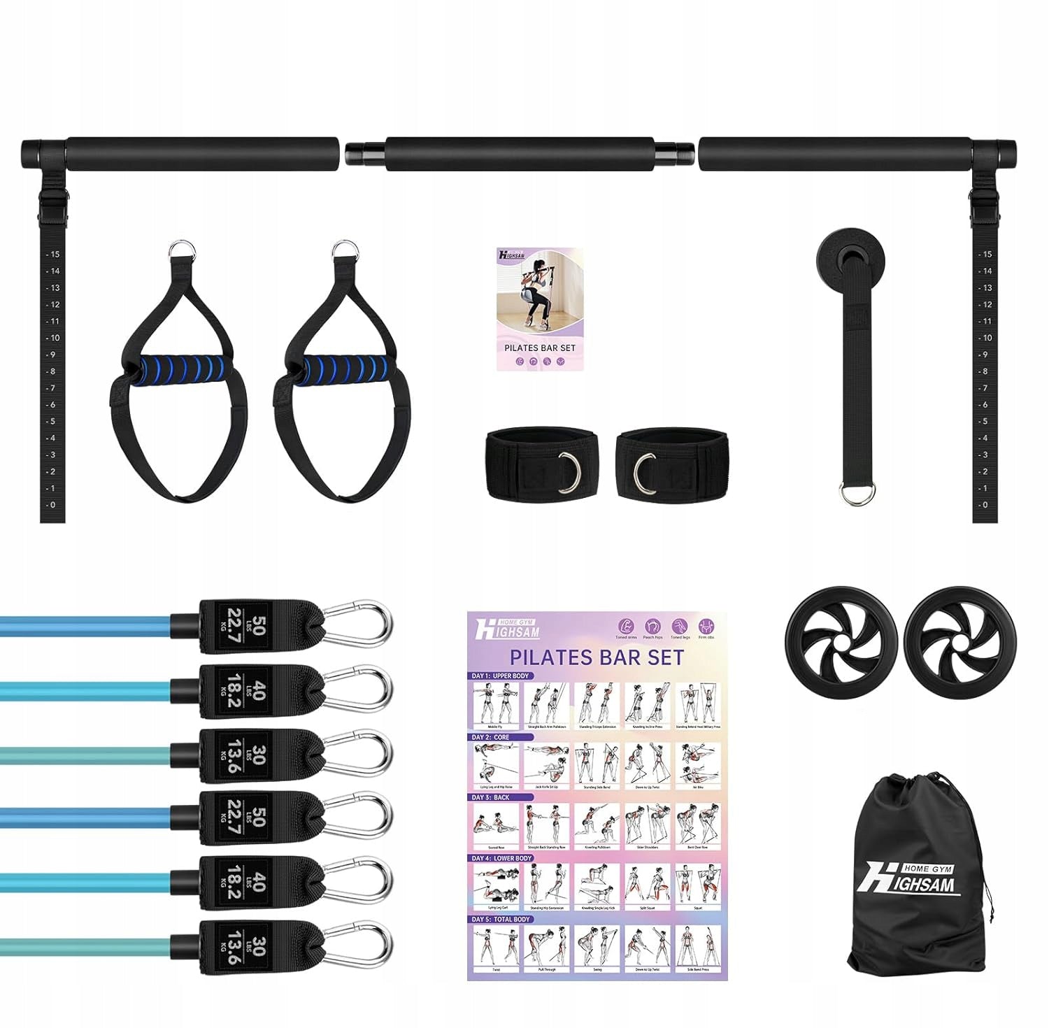 SET OF 6 RESISTANCE BANDS FOR EXERCISE WORKOUT BANDS FITNESS HIGH QUALITY RUBBER Manufacturer code Gisam Resistance Bands2