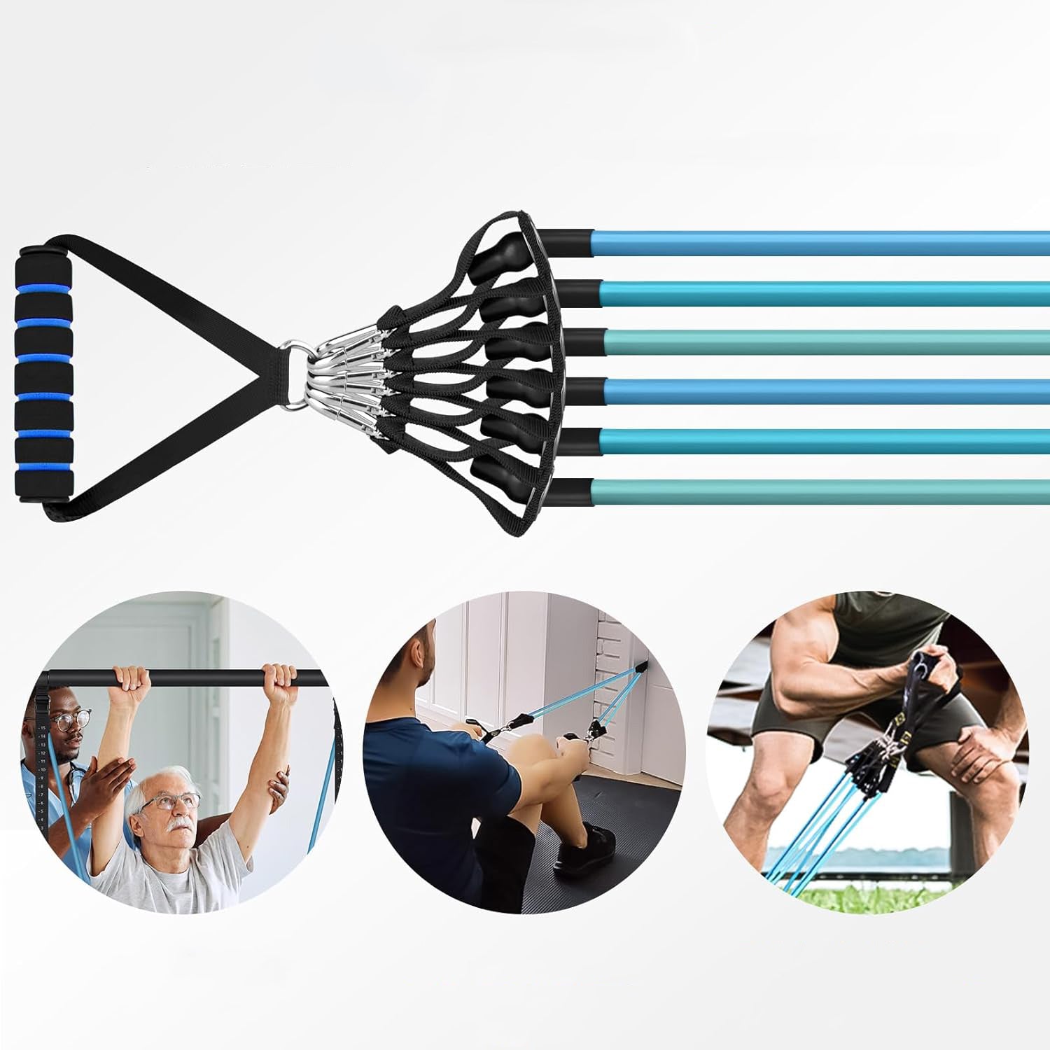 SET OF 6 RESISTANCE BANDS FOR EXERCISE WORKOUT BANDS FITNESS HIGH QUALITY RUBBER Model Gisam Resistance Bands2