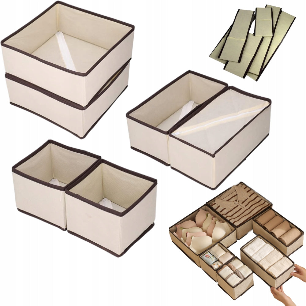 SET OF 6x WARDROBE DRAWER ORGANIZER UNDERWEAR BOXES SOCKS BRIGHT Packaging status original