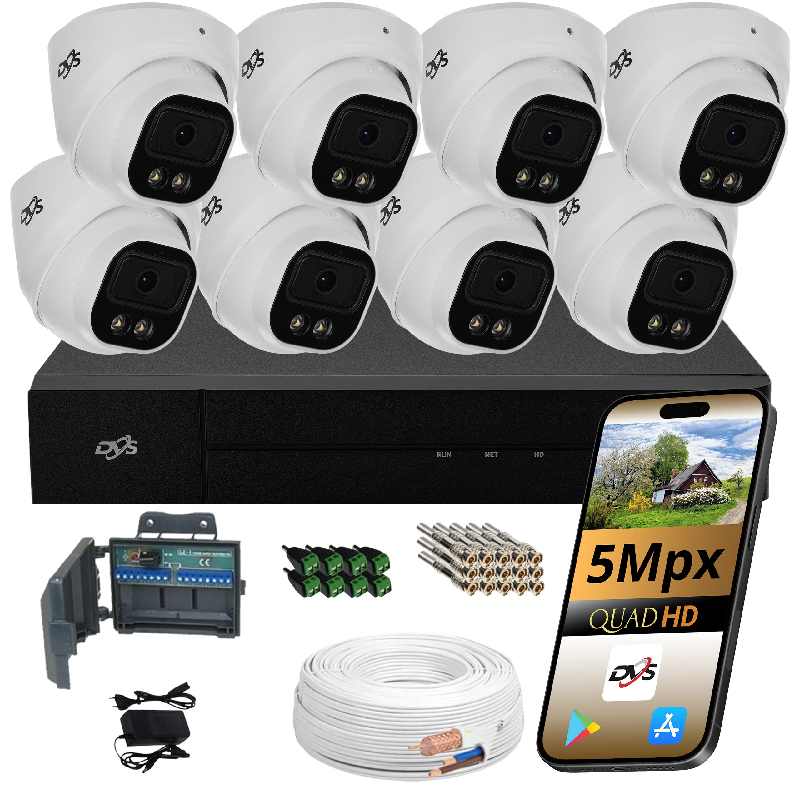 SET OF 8 EXTERNAL CAMERAS FOR ANALOG SURVEILLANCE 5Mpx DVS DUAL 8PCS