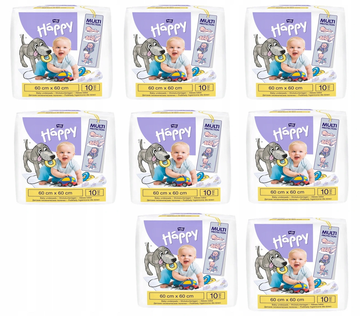 SET OF 8X HYGIENE PADS FOR CHILDREN HAPPY 60x60 CM 10 PCS