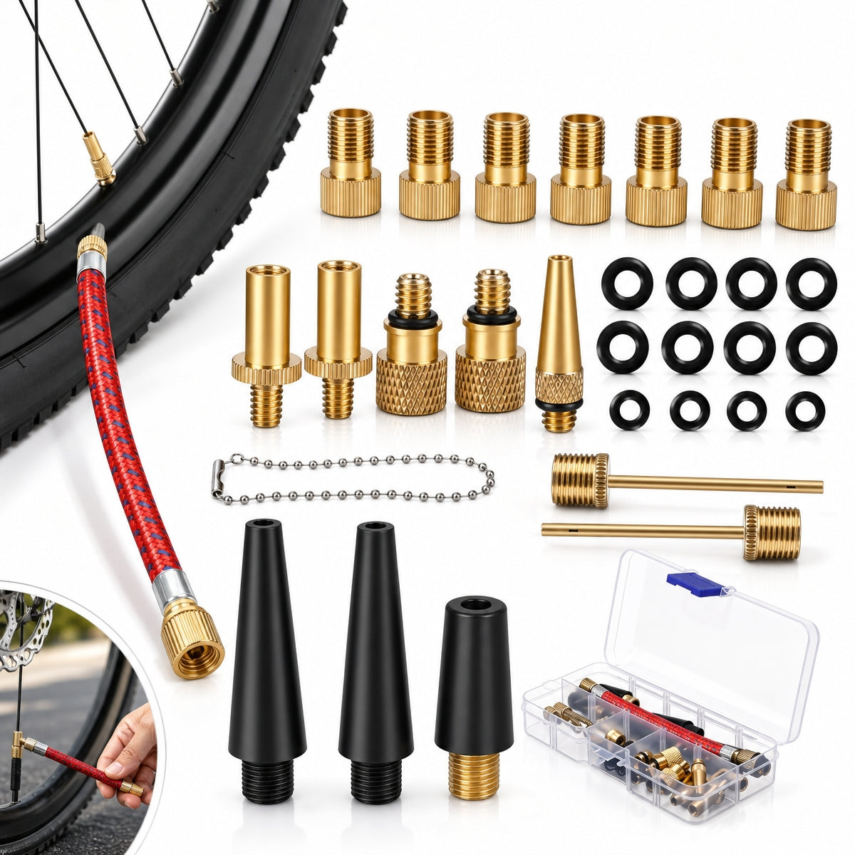 SET OF ADAPTERS FOR PUMPING WHEELS ADAPTERS FOR VALVES 32 PCS.
