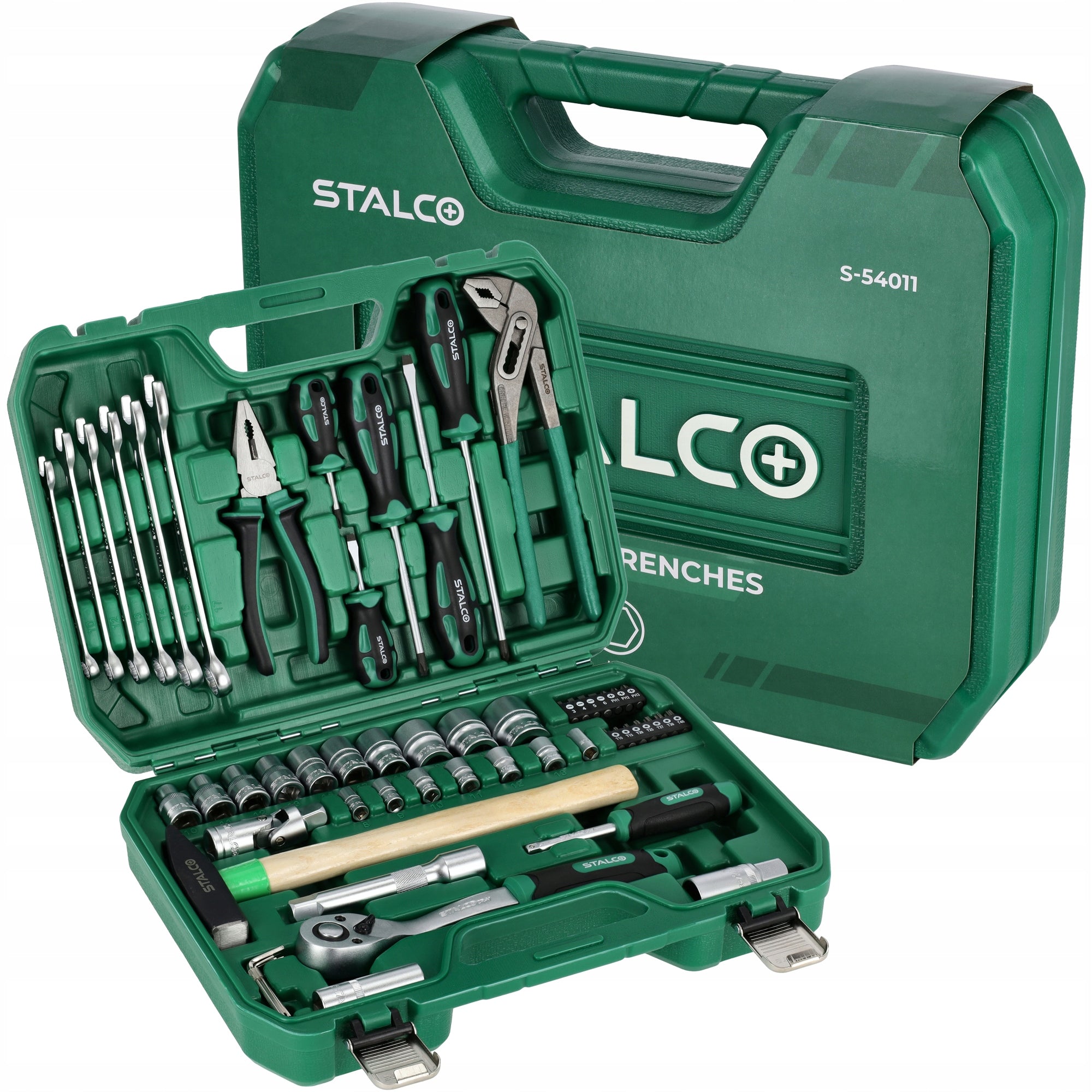 SET OF BASIC TOOLS WITH RATCHET 55 ELEMENTS STALCO FOR GIFT