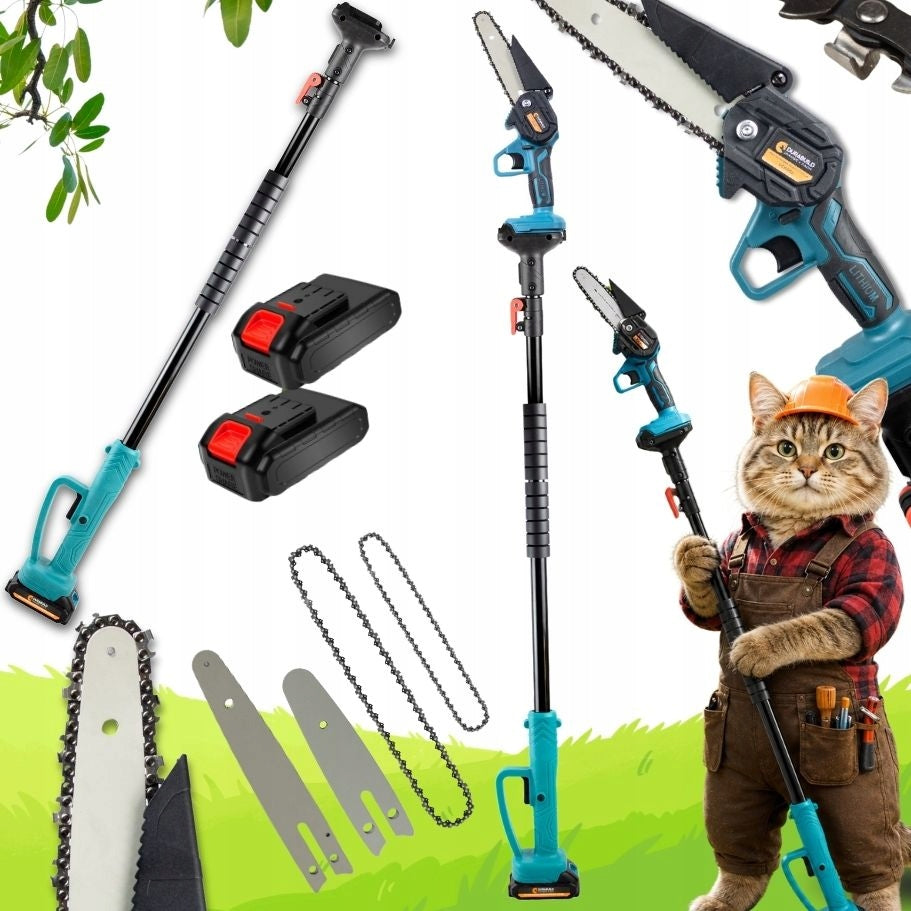 SET OF BATTERY-OPERATED SAW WITH TELESCOPIC BOOM 2M FOR TREES 21V