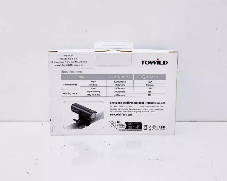 SET OF BICYCLE LIGHTS TOWILD FRONT CL1000 + REAR TL03 Kind set