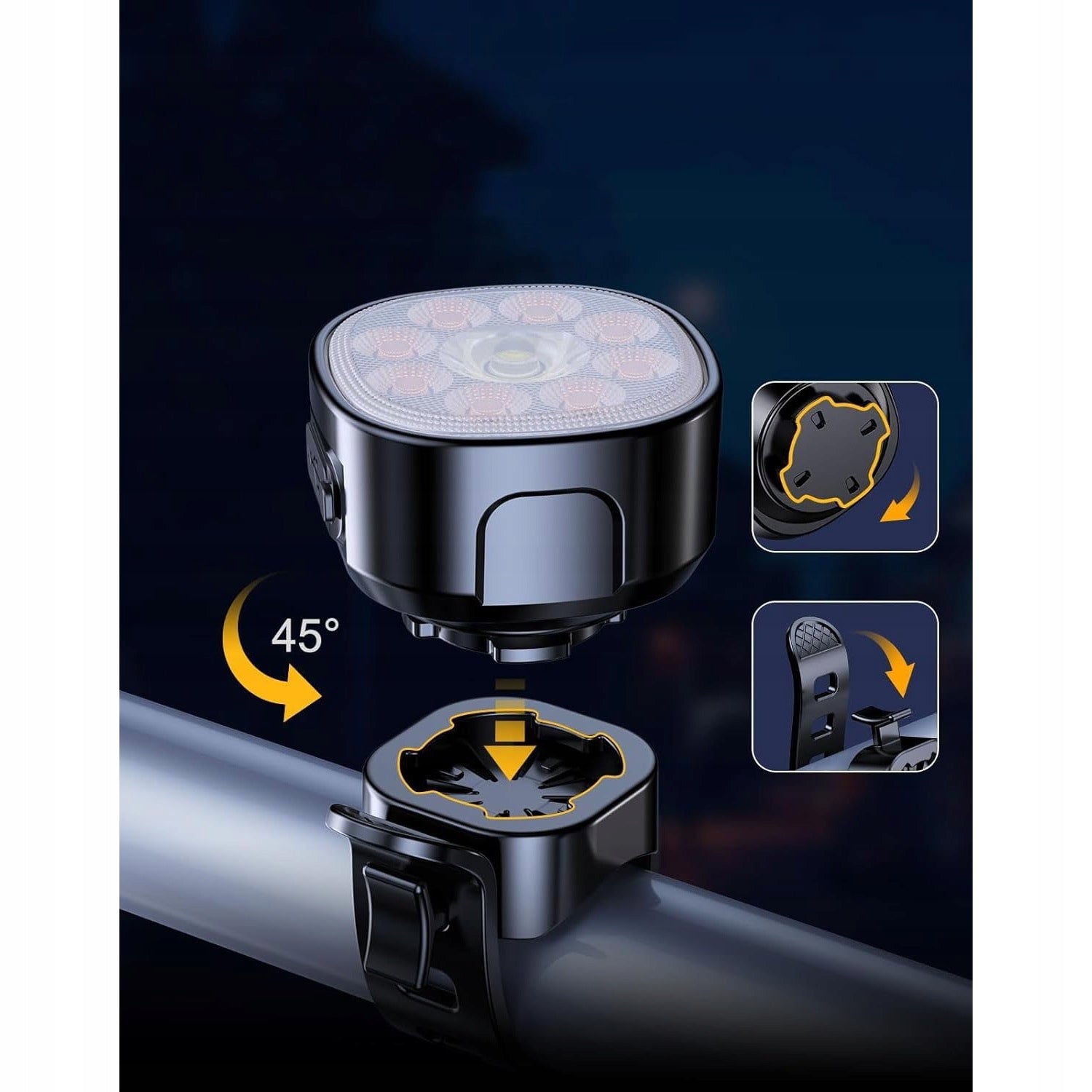 SET OF BICYCLE LIGHTS USB-C FRONT 1100MAH REAR 350MAH WATERPROOF Power supply USB