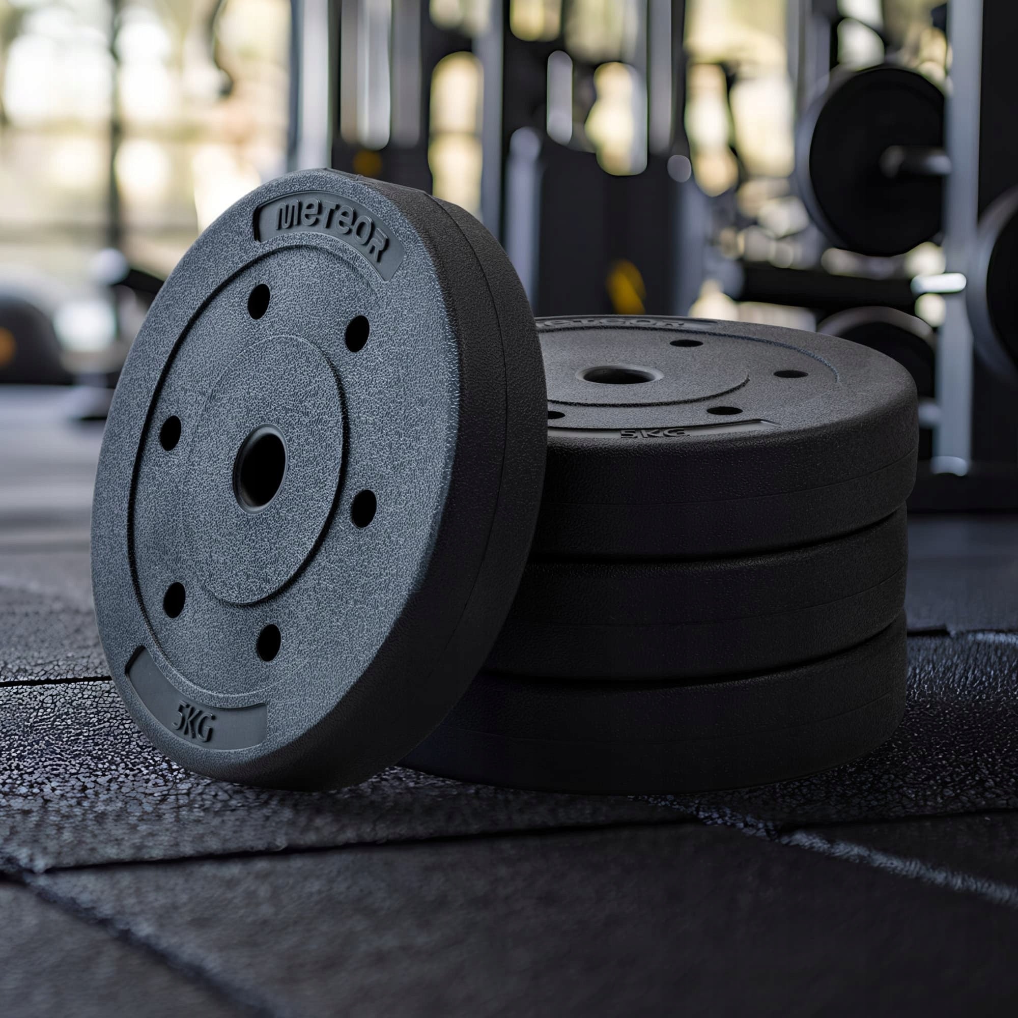 SET OF BITUMINOUS PLATES 4x5kg WEIGHT BARBELL WEIGHT METEOR Model Zestaw talerzy 4x5 kg