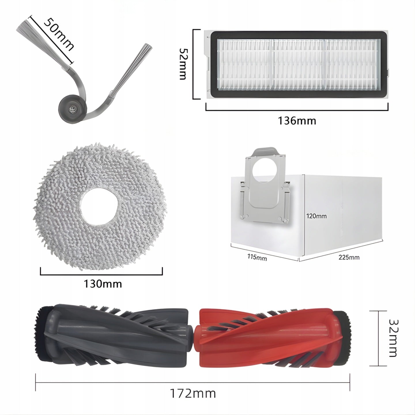 SET OF BRUSH FILTERS BAGS FOR ROBOROCK QREVO CURY EDGE 5AE 5V1 S5V 5A1 C Number of pieces per package 21 pcs