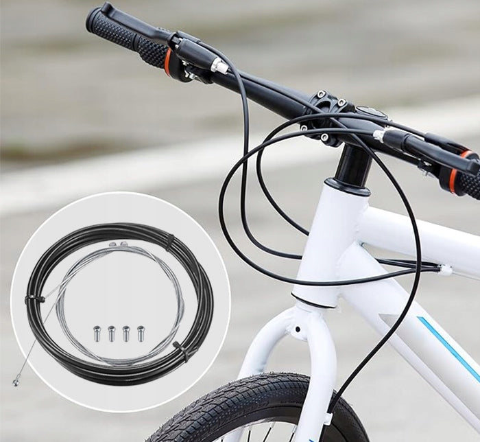 SET OF CABLES AND ARMOUR FOR DERAILLEUR BRAKE CABLE ENDS PIPE CASING Kind cables and frame protectors set