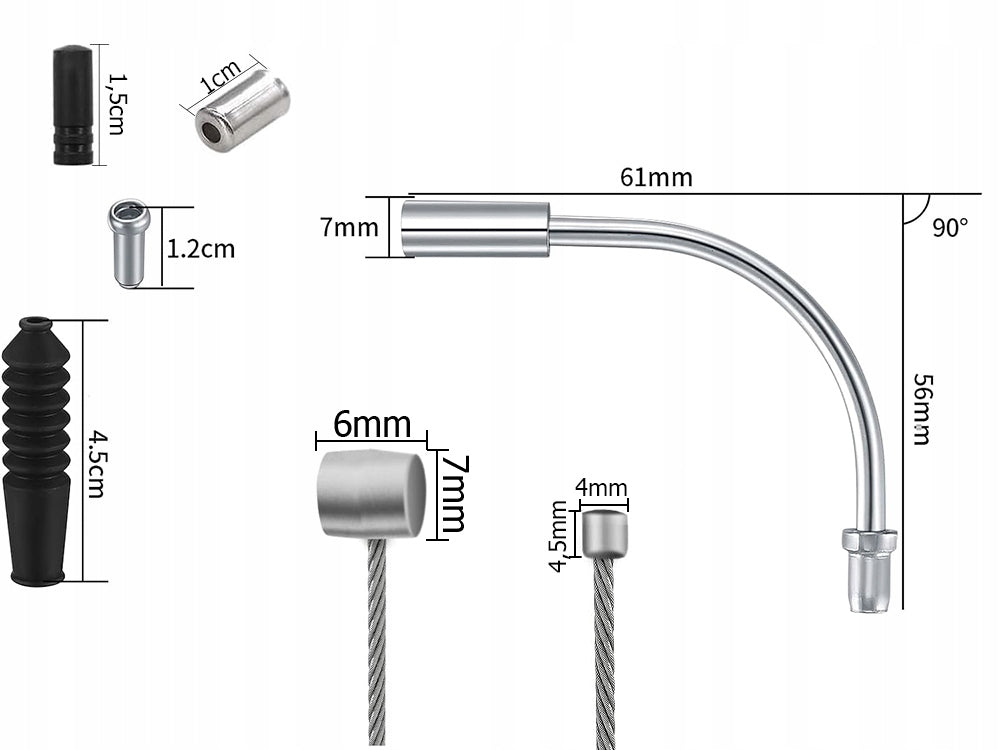 SET OF CABLES AND ARMOUR FOR DERAILLEUR BRAKE CABLE ENDS PIPE CASING Manufacturer code AT-856908
